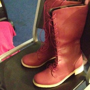 Flat Maroon Boots Brand New